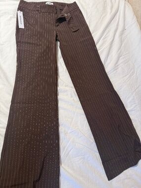 princess polly, Kinkirk flared pants, brown pinstripe, US 6 AU 10.
